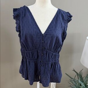 NWOT OLD NAVY Button Front Swiss Dot Sleeveless Top - Size L